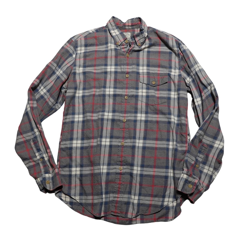 J.Crew Shirt Mens M Gray Plaid Flannel Long Sleeve Button Front Workshirt